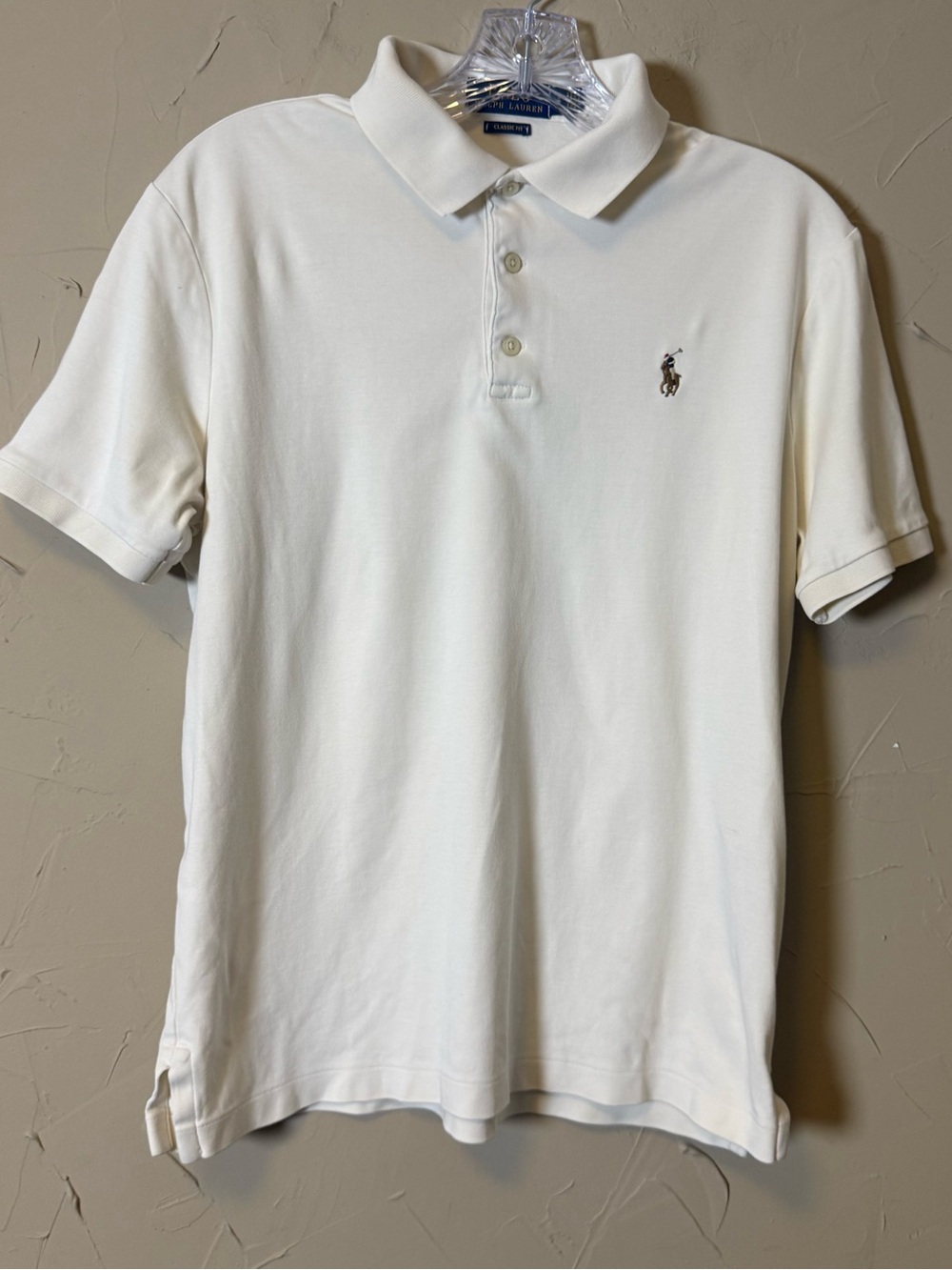 Polo Ralph Lauren Men Small Cream Short Sleeve Polo Flesh Pony Preppy Ivy League